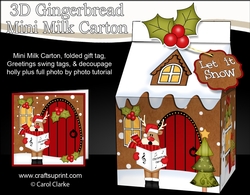 3D Christmas Milk Carton Gingerbread House Treat Box Mini Kit -  Rudolph is Carol Singing