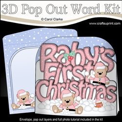 3D Pop Out Christmas Word Card Kit -BABYS FIRST CHRISTMAS with Livvy Bear