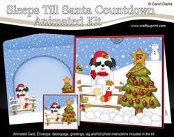 3D Animated Sleeps Till Santa Christmas Tree Countdown Card Kit - Little Shih Tzu Dog Bo