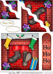 Santa Got Stuck! Quick Card Wavy Corner Side Stacker Topper