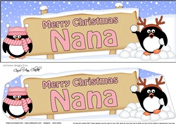 large DL Merry Christmas NANA with Penguins 3D decoupage