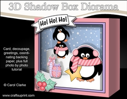 3D Christmas Diorama Shadow Box Card Mini Kit - Cute Christmas Pip Penguin & Friends