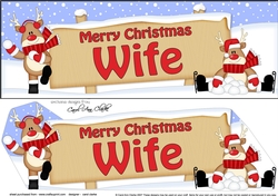 large DL Merry Christmas WIFE with Rudolph 3D decoupage
