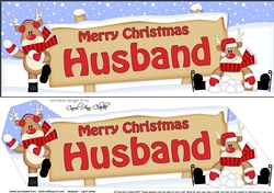 large DL Merry Christmas HUSBAND with Rudolph 3D decoupage