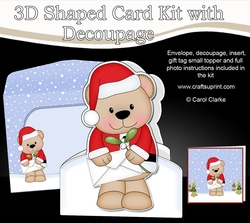 3D Shaped Christmas Card Kit  - Livvy Bear has a Christmas Card & Mistletoe