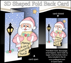 3D Shaped No-Hole Fold Back Christmas Card Mini Kit - Santa is Checking his List!