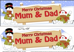 large DL Merry Christmas MUM & DAD with Snowman 3D decoupage