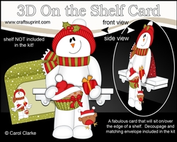3D Christmas On the Shelf Card Kit - Cute Christmas Snowman Rio has a Fesive Cupcake