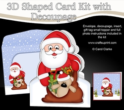 3D Shaped Christmas Card Kit - Santa has a sack full of presents