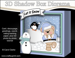 3D Christmas Diorama Shadow Box Card Mini Kit  - Livvy Bear is having a Snowball Fight