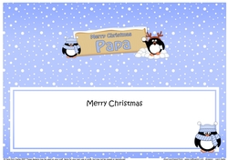 large DL Merry Christmas PAPA Penguins insert
