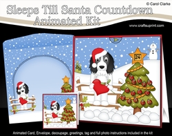 3D Animated Sleeps Till Santa Christmas Tree Countdown Card Kit - Little Springer Spaniel Dog Blue