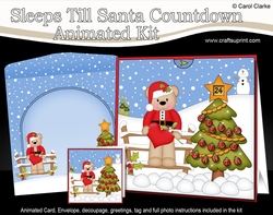 3D Animated Sleeps Till Santa Christmas Tree Countdown Card Kit - Livvy Bear has a Festive Heart