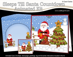 3D Animated Sleeps Till Santa Christmas Tree Countdown Card Kit - Santa has a Sack of Presents