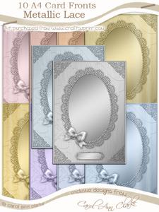 A4 Metallic Lace and Bow Card Fronts Kit