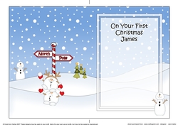 5 x 7 matching insert - On Your 1st Chrismas JAMES with Snowball Sam