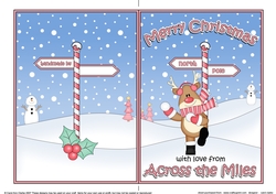 5 x 7 Quick Cut and Fold Card - Merry Christmas Across the Miles with Rudolph