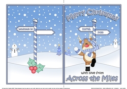 5 x 7 Quick Cut and Fold Card - Merry Christmas Across the Miles with Rudolph