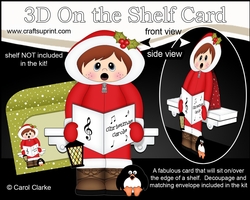3D Christmas On the Shelf Card Kit - Cute Christmas Eskimo is Carol Singing
