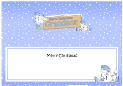 large DL Merry Christmas GRANDSON Snowball Sam insert