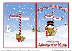 5 x 7 Quick Cut and Fold Card - Merry Christmas Across the Miles with Snowman Rio
