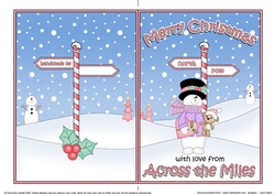 5 x 7 Quick Cut and Fold Card - Merry Christmas Across the Miles with Snowman Rio
