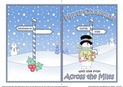 5 x 7 Quick Cut and Fold Card - Merry Christmas Across the Miles with Snowman Rio