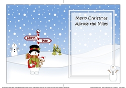 5 x 7 matching insert - Merry Christmas Across the Miles with Snowman Rio