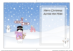 5 x 7 matching insert - Merry Christmas Across the Miles with Snowman Rio