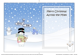 5 x 7 matching insert - Merry Christmas Across the Miles with Snowman Rio