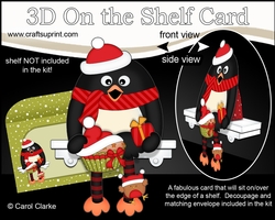 3D Christmas On the Shelf Card Kit - Pip Penguin has a Fesive Cupcake
