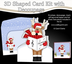 3D Shaped Christmas Card Kit  - Rudolph is Carol Singing