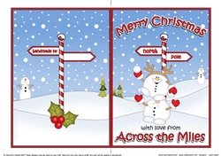 5 x 7 Quick Cut and Fold Card - Merry Christmas Across the Miles with Snowball Sam