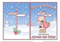 5 x 7 Quick Cut and Fold Card - Merry Christmas Across the Miles with Livvy Bear