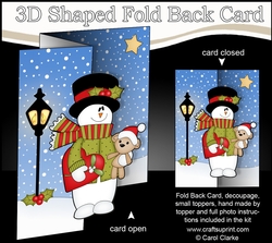 3D Shaped No-Hole Fold Back Christmas Card Mini Kit - Snowman Rio is in Love