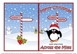 5 x 7 Quick Cut and Fold Card - Merry Christmas Across the Miles - SCOTLAND/AMERICA with Penguin