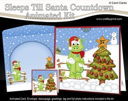 3D Animated Sleeps Till Santa Christmas Tree Countdown Card Kit - Denis Dinosaur