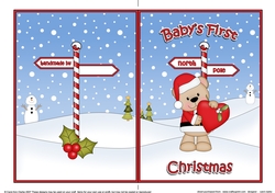 5 x 7 Quick Cut and Fold Card - Babys First Christmas with Livvy Bear
