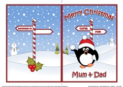 5 x 7 Quick Cut and Fold Card - Merry Christmas MUM & DAD with Pip Penguin