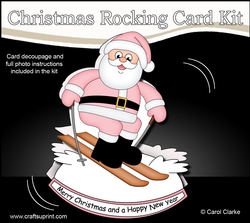 3D Shaped Rocking Christmas Card Mini Kit - Santa is Skiing