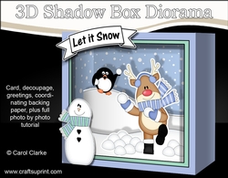 3D Christmas Diorama Shadow Box Card Mini Kit  - Rudolph is having a Snowball Fight with Pip Penguin
