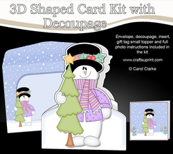3D Shaped Christmas Card Kit  -  Snowman Rio has an Xmas Tree