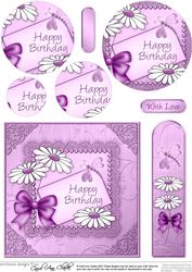 Daisies on Metallic Lace Quick Card with Circle Pyramage