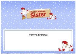 large DL Merry Christmas SISTER Snowball Sam insert