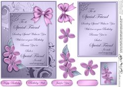Metallic Birthday Greeting Quick Card with 3D Decoupage