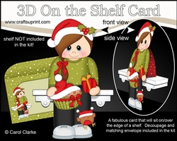 3D Christmas On the Shelf Card Kit - Cute Christmas Teen has a Festive Cupcake