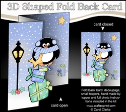 3D Shaped No-Hole Fold Back Christmas Card Mini Kit - Pip Penguin has a Star & Presents
