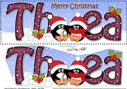 Large DL Merry Christmas THEA 3D decoupage 