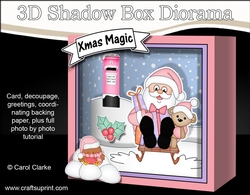 3D Christmas Diorama Shadow Box Card Mini Kit - Santa is having fun on his Sledge