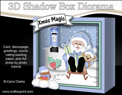 3D Christmas Diorama Shadow Box Card Mini Kit - Santa is having fun on his Sledge